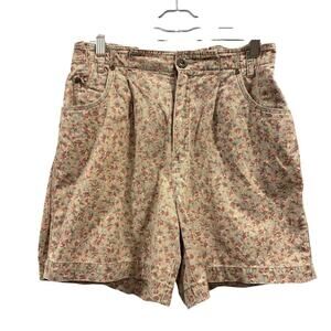 Vintage 90s Floral High Waisted Pleated Shorts Boho Cottagecore Grunge, Size 6P